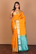 Load image into Gallery viewer, Mustard Blended Kanjivaram Silk Saree with Blouse Piece - Keya Seth Exclusive
