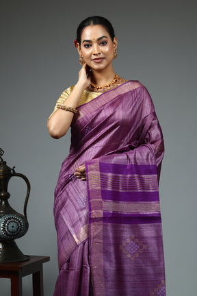 Purple Pure Tussar Saree