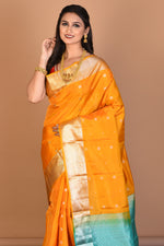 Load image into Gallery viewer, Mustard Blended Kanjivaram Silk Saree with Blouse Piece - Keya Seth Exclusive
