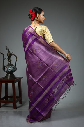 Purple Pure Tussar Saree