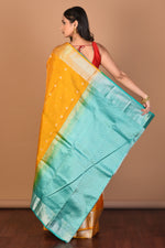 Load image into Gallery viewer, Mustard Blended Kanjivaram Silk Saree with Blouse Piece - Keya Seth Exclusive
