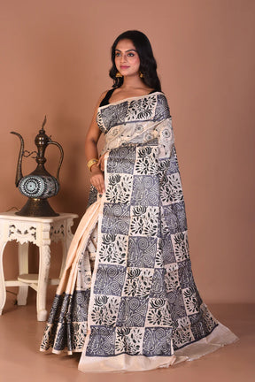 Beige Pure Katha Stitch Saree - Keya Seth Exclusive