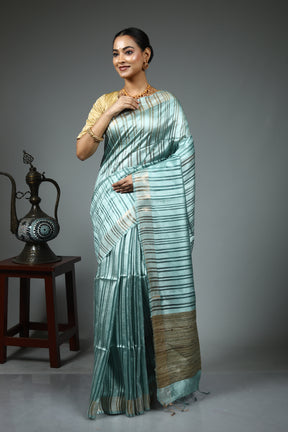 Sea Green Tussar Saree