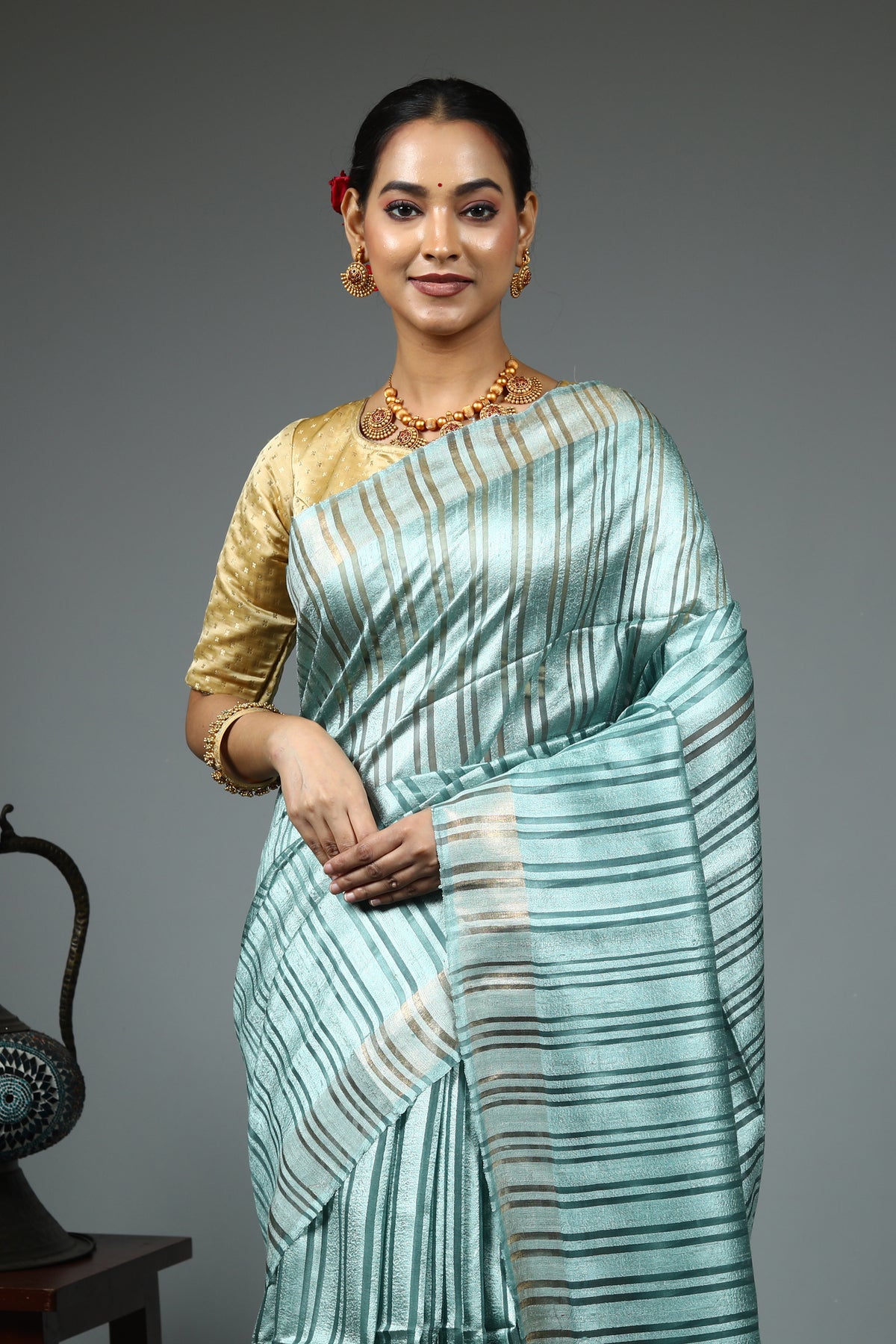 Sea Green Tussar Saree