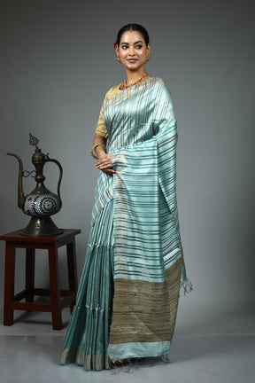 Sea Green Tussar Saree