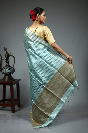 Sea Green Tussar Saree
