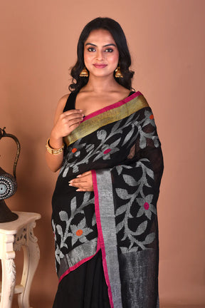 Black Linen Saree - Keya Seth Exclusive