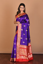 Load image into Gallery viewer, Purple Pure Katan Silk Saree with Blouse Piece - Keya Seth Exclusive
