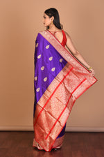 Load image into Gallery viewer, Purple Pure Katan Silk Saree with Blouse Piece - Keya Seth Exclusive
