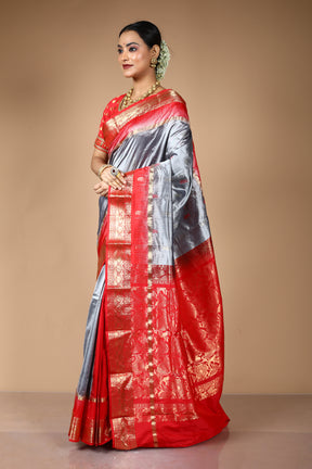Grey Pure Kanjivaram Saree