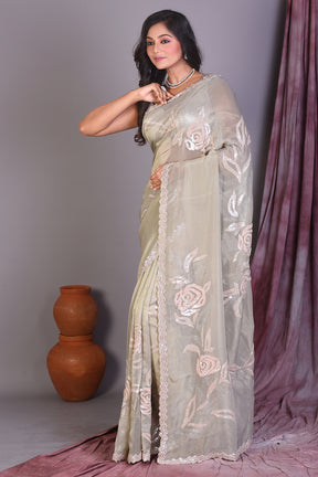 Light Pesta Jimmy Choo Saree with Stonework - Keya Seth Exclusive