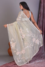 Load image into Gallery viewer, Light Pesta Jimmy Choo Saree with Stonework - Keya Seth Exclusive
