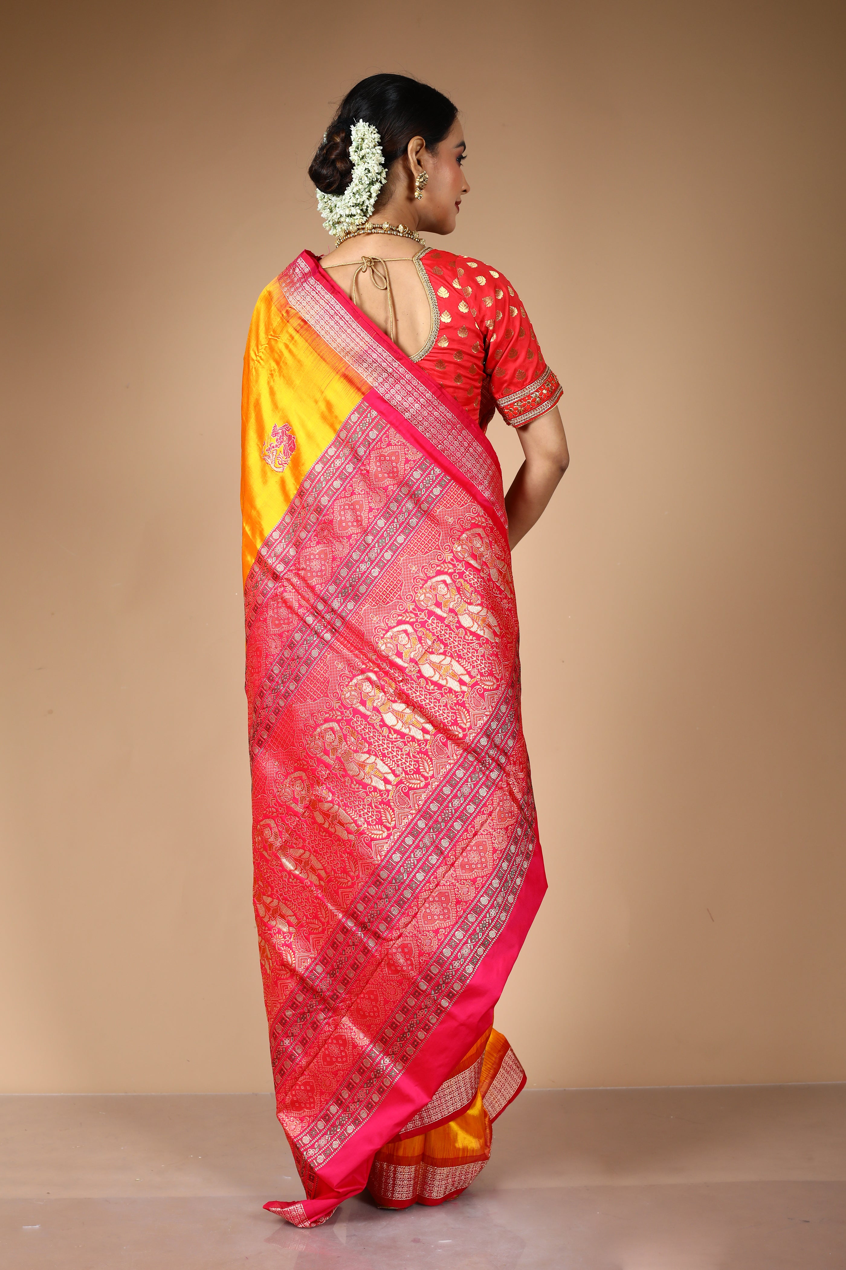 Yellow Pure Bomkai Saree