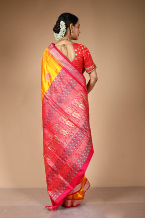 Yellow Pure Bomkai Saree