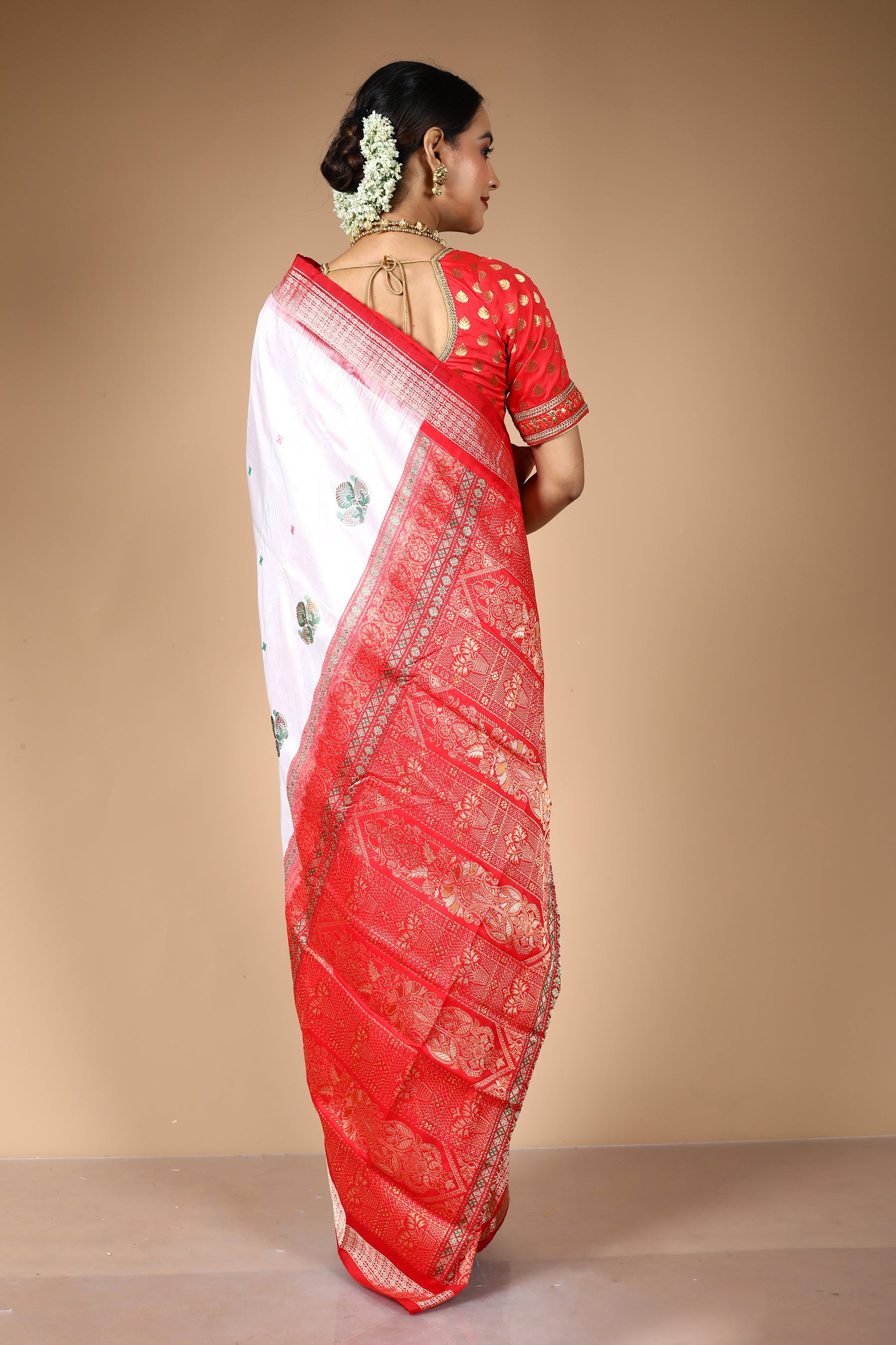 White Pure Bomkai Saree