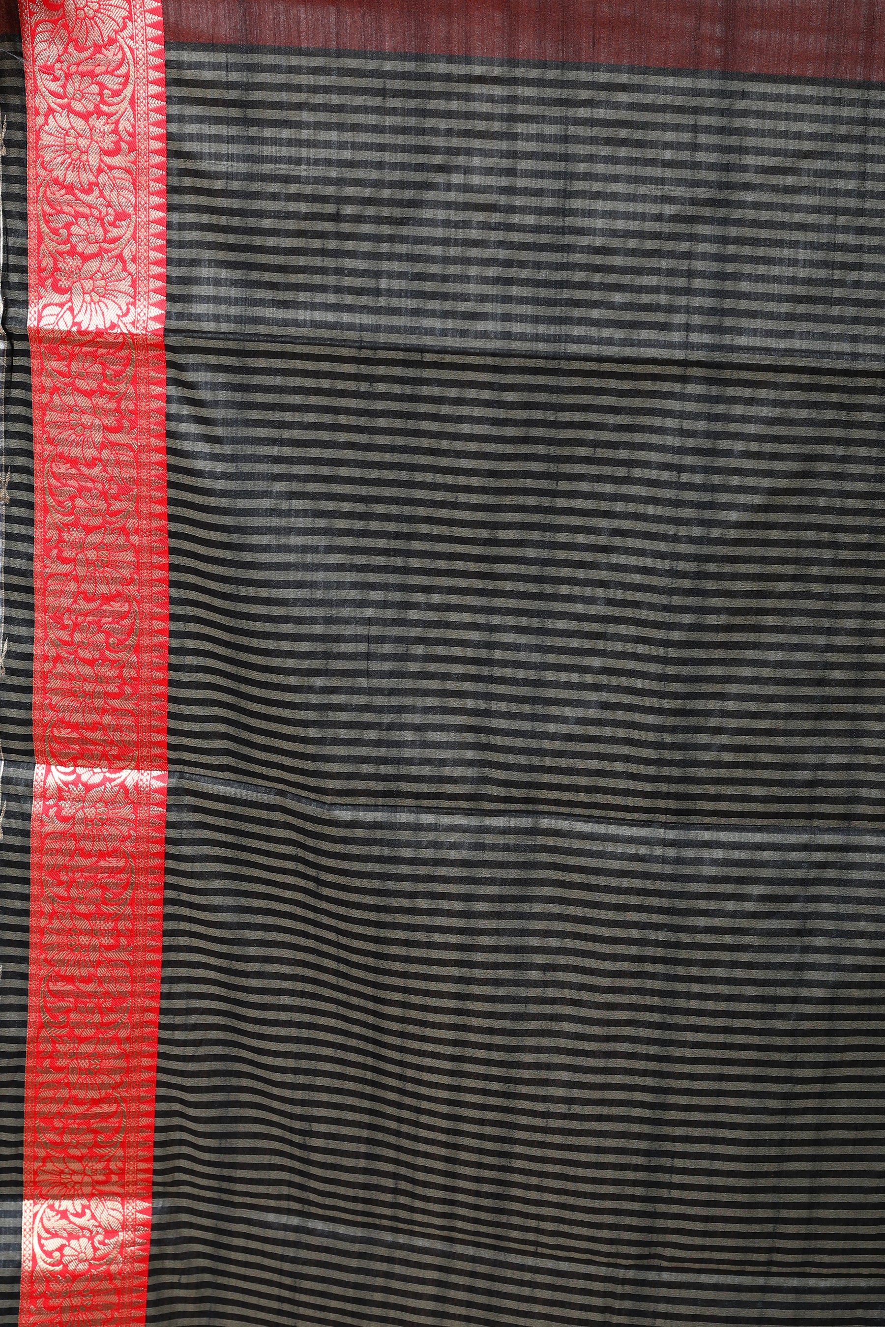 Black Striped Blended Tussar Saree