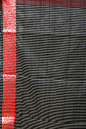 Black Striped Blended Tussar Saree