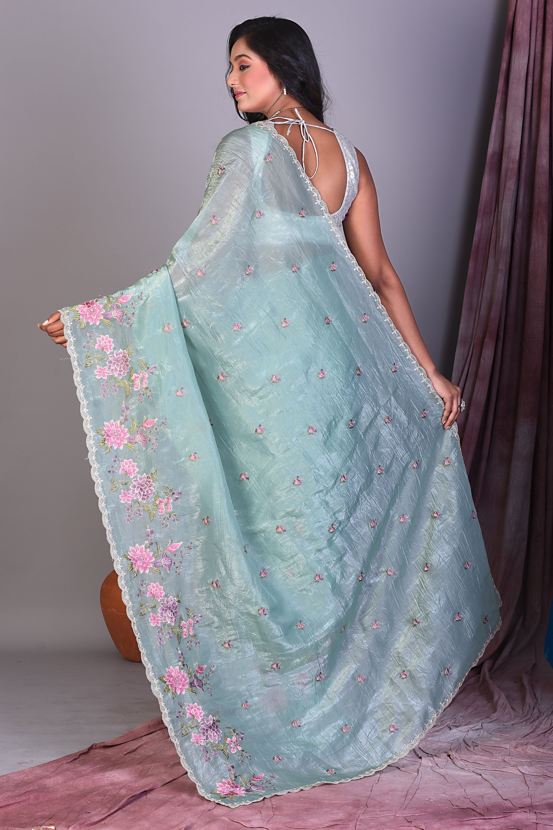 Fancy Sea Green Blended Organza Saree - Keya Seth Exclusive