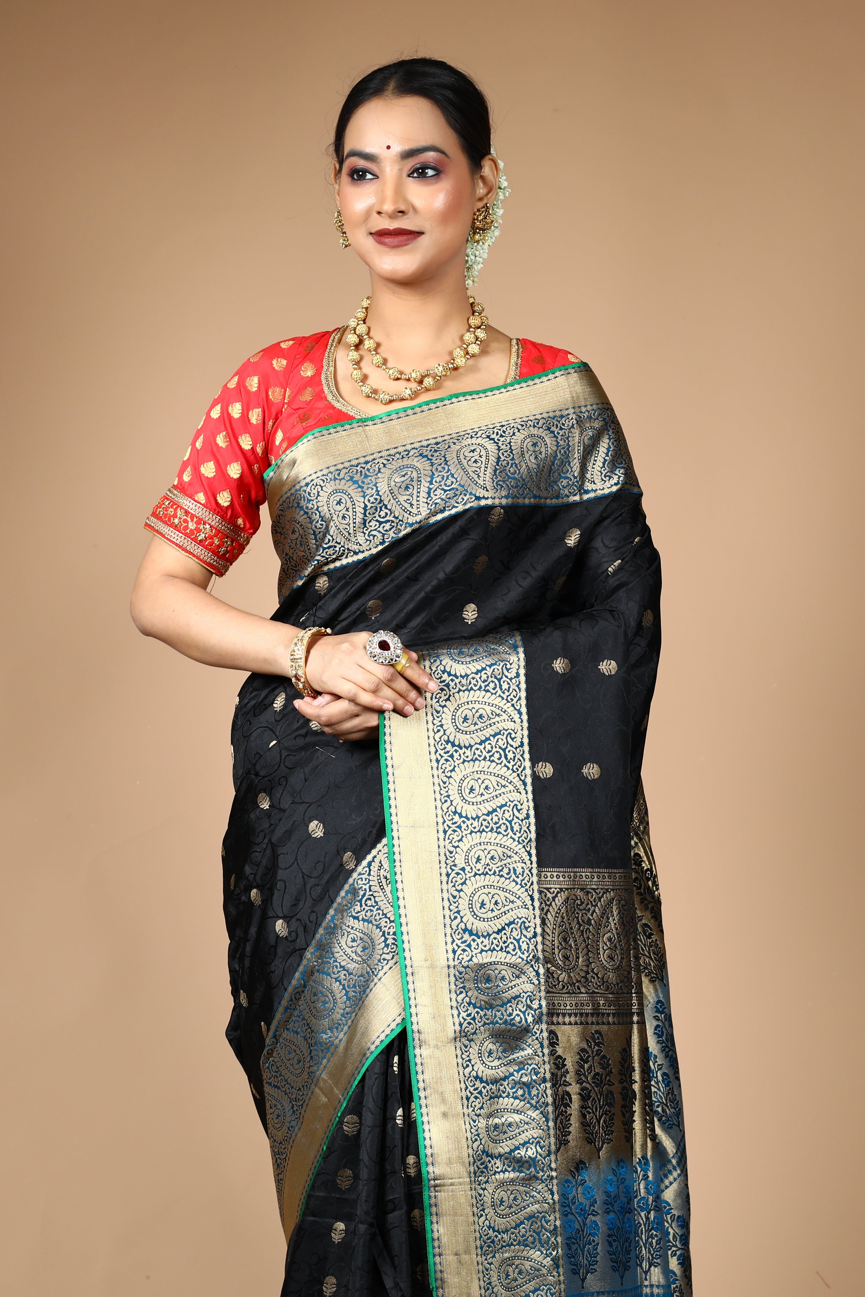 Black Pure Aarni Silk Saree