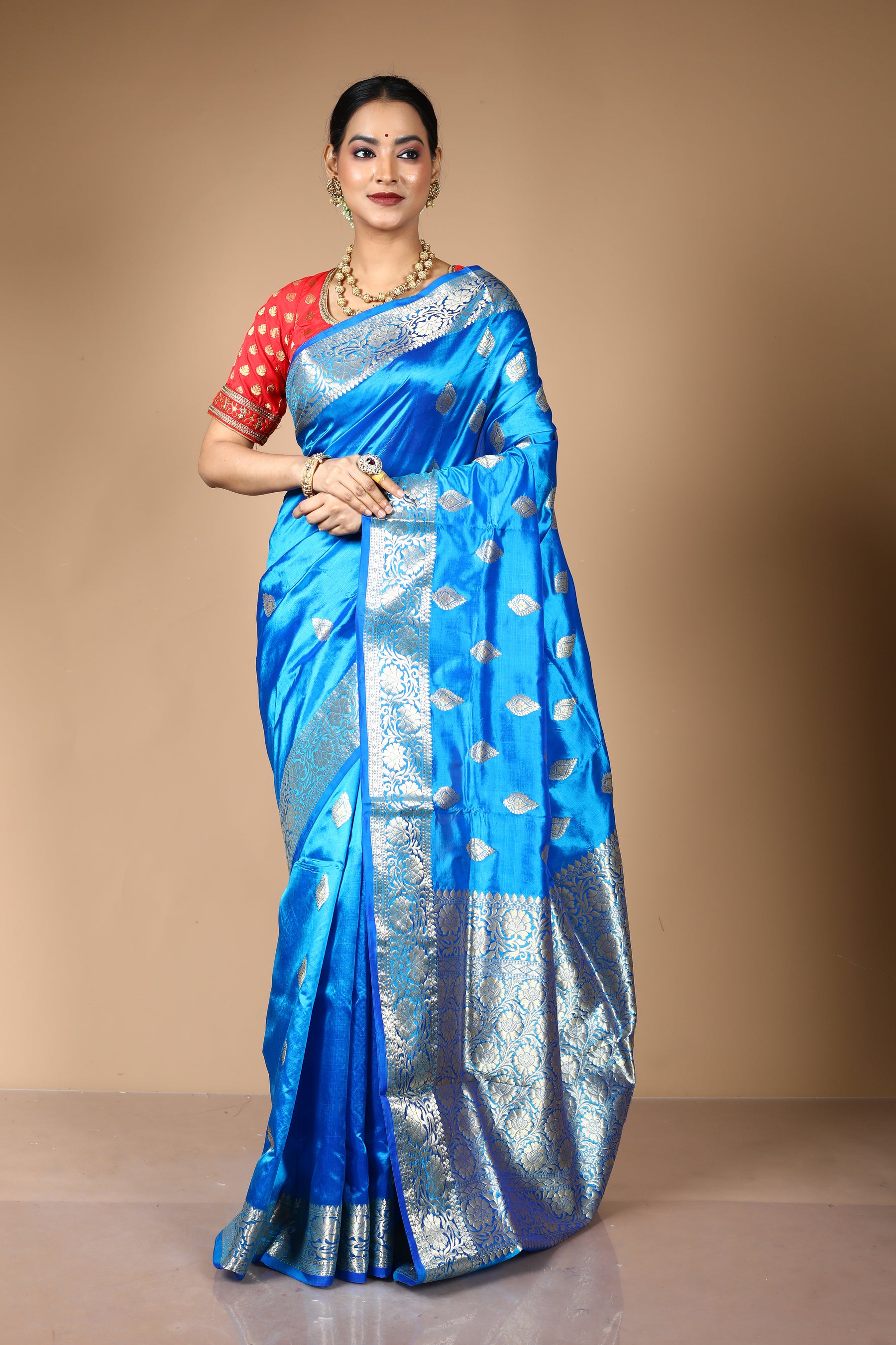 Blue Pure Katan Silk Saree