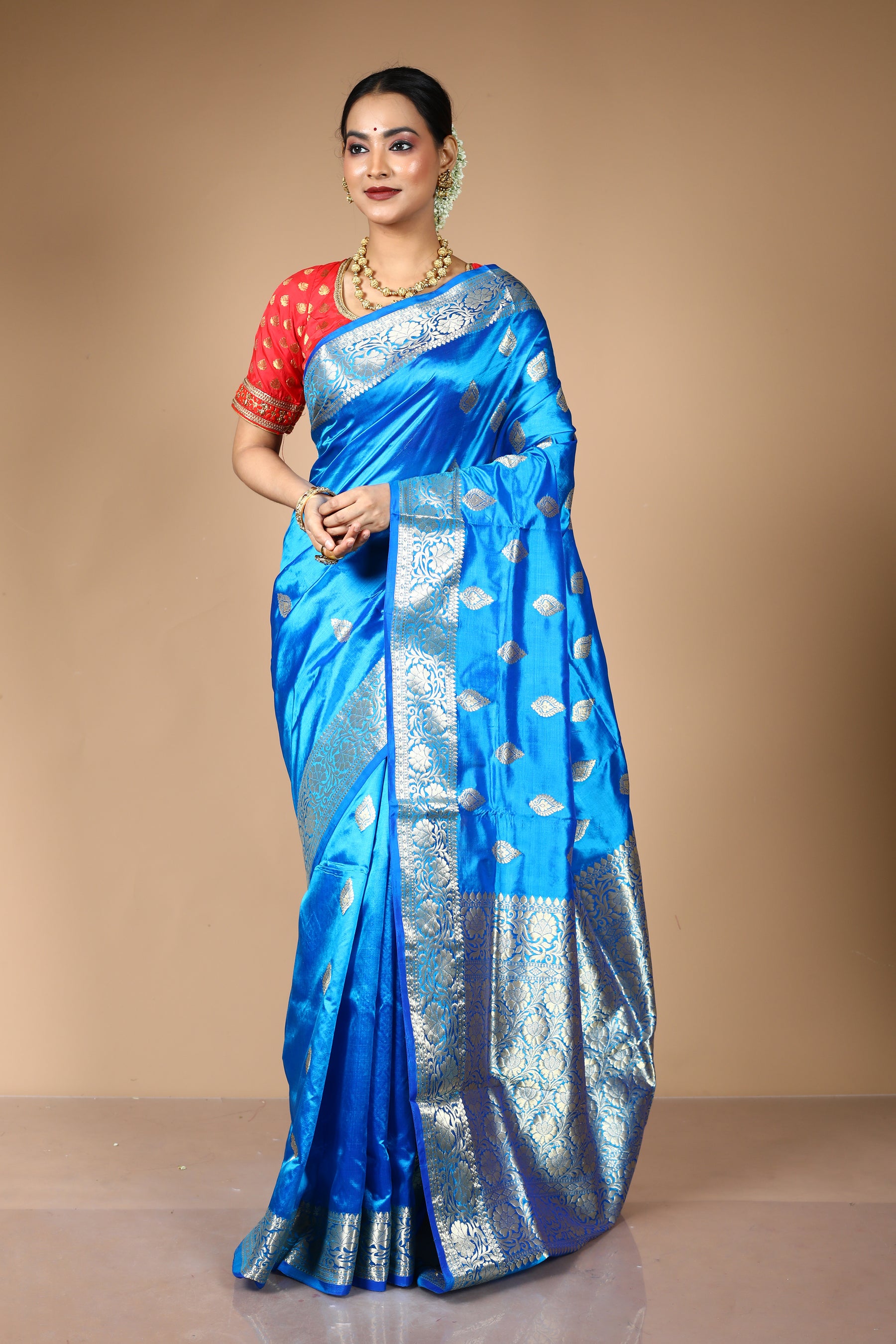 Blue Pure Katan Silk Saree