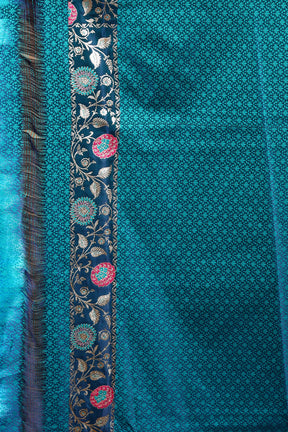 Blue Blended Satin Banarasi Saree