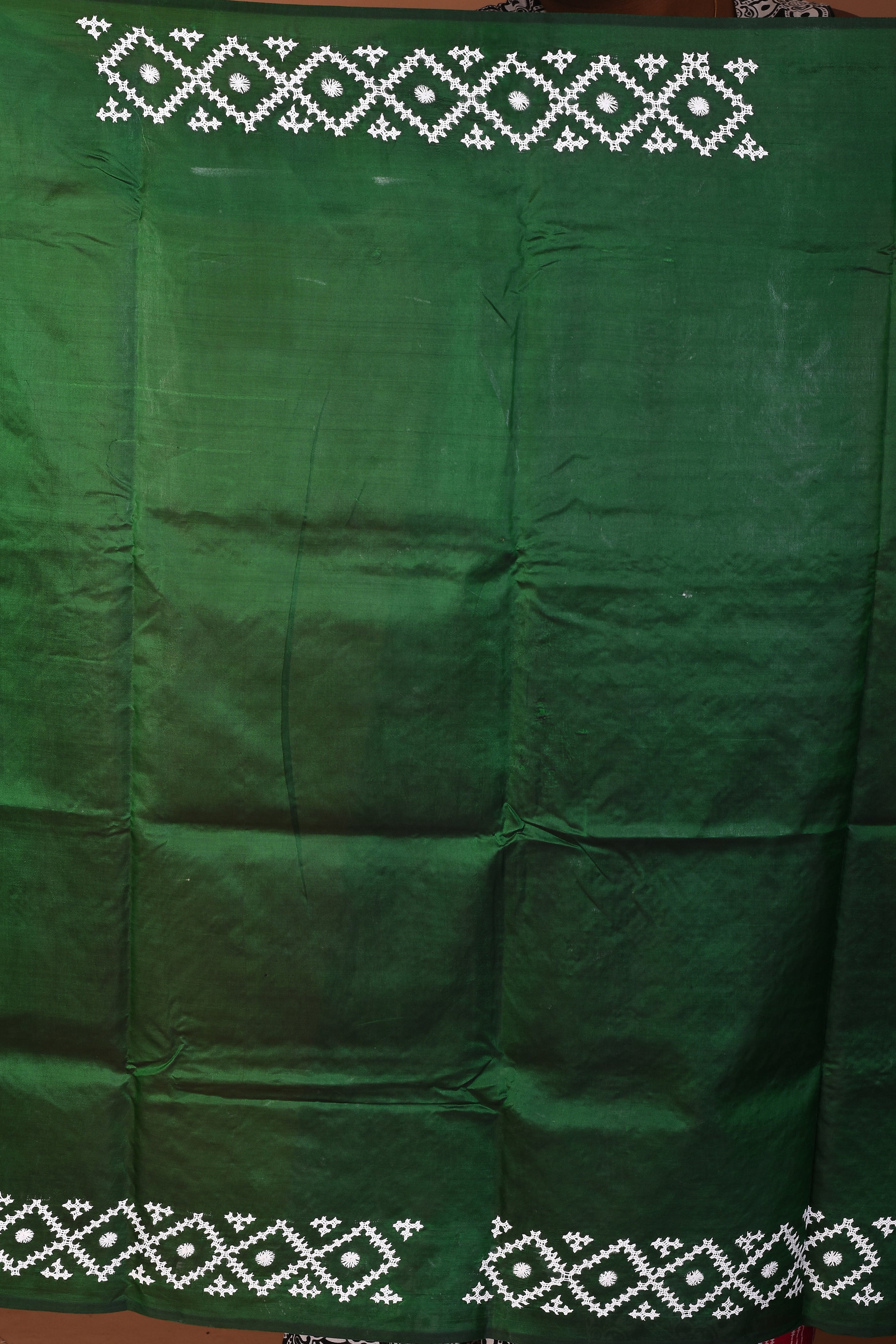Bottle Green Pure Katha Stitch Saree - Keya Seth Exclusive