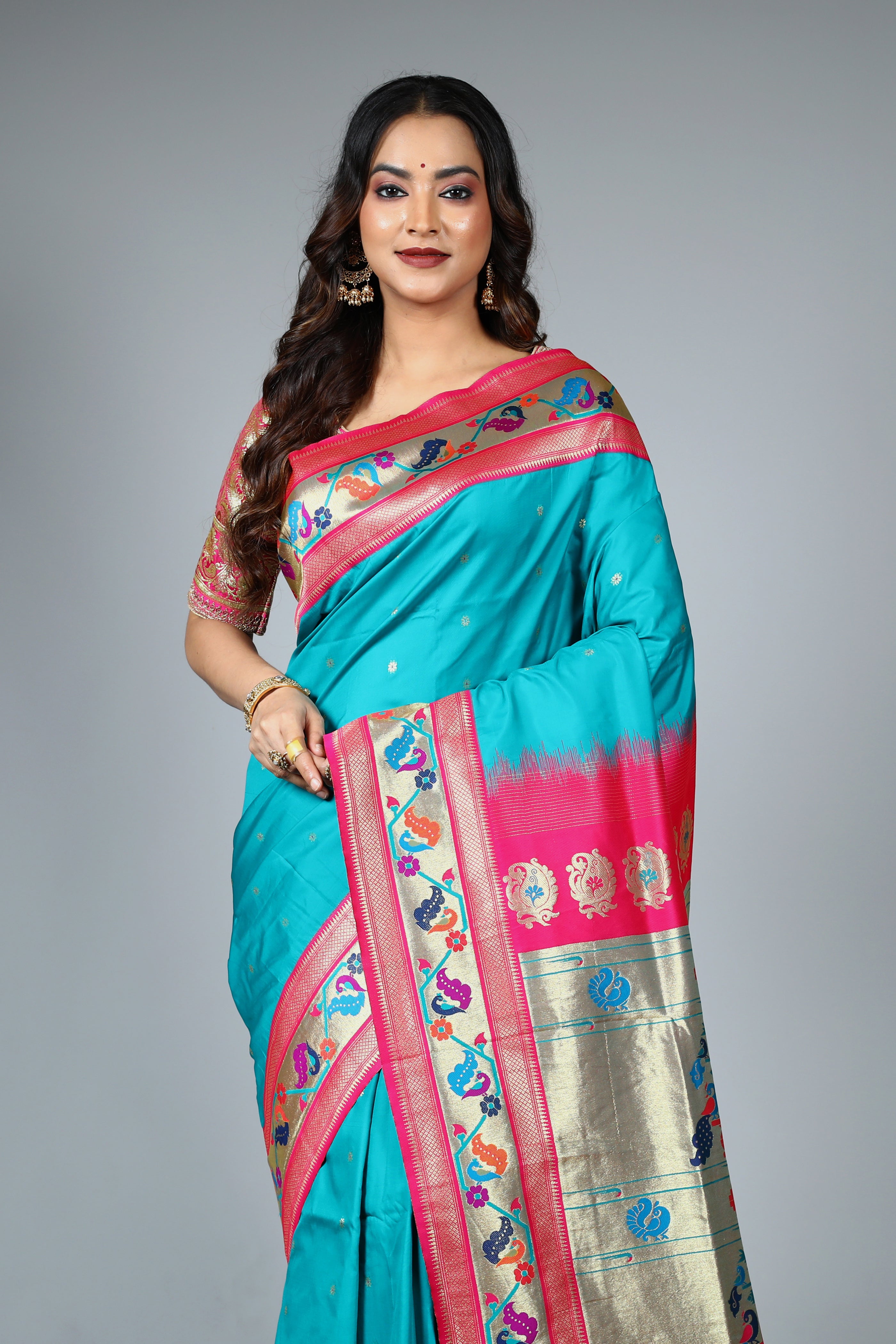 Rama Green Blended Art Silk Saree
