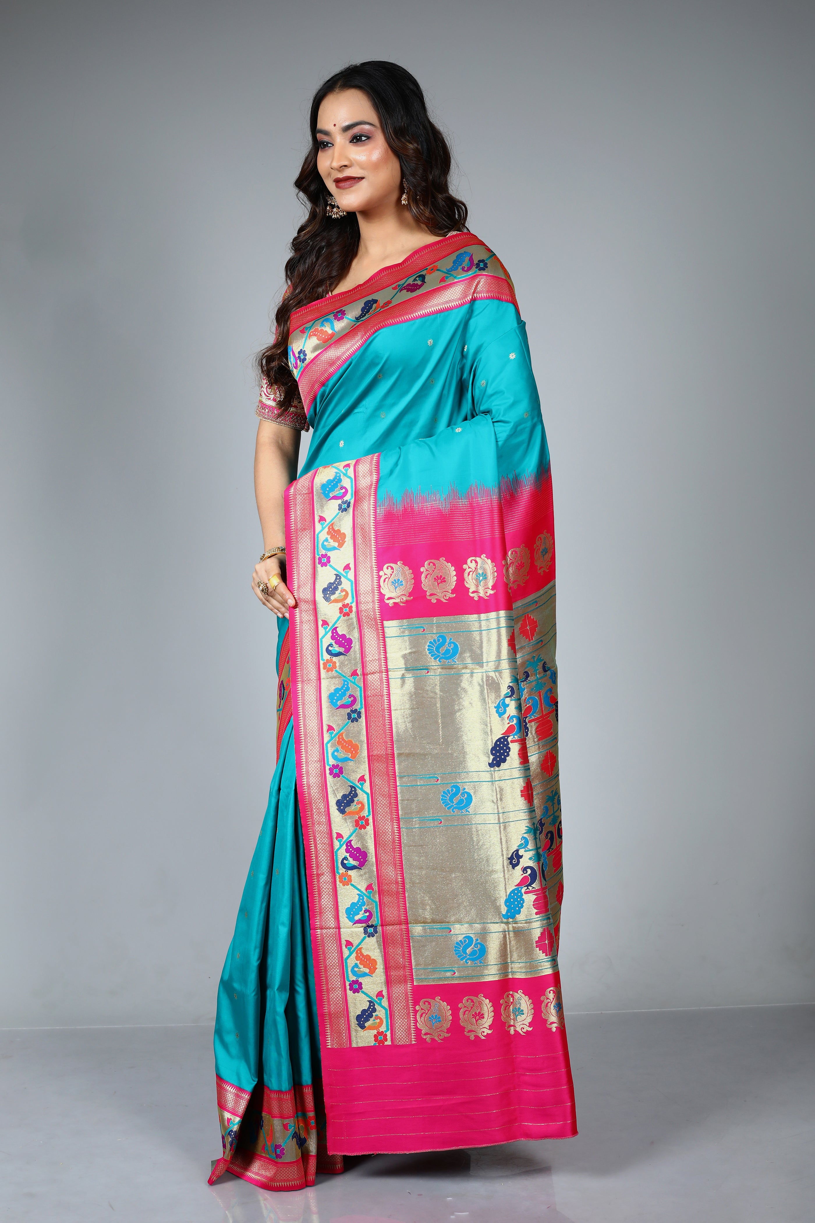 Rama Green Blended Art Silk Saree