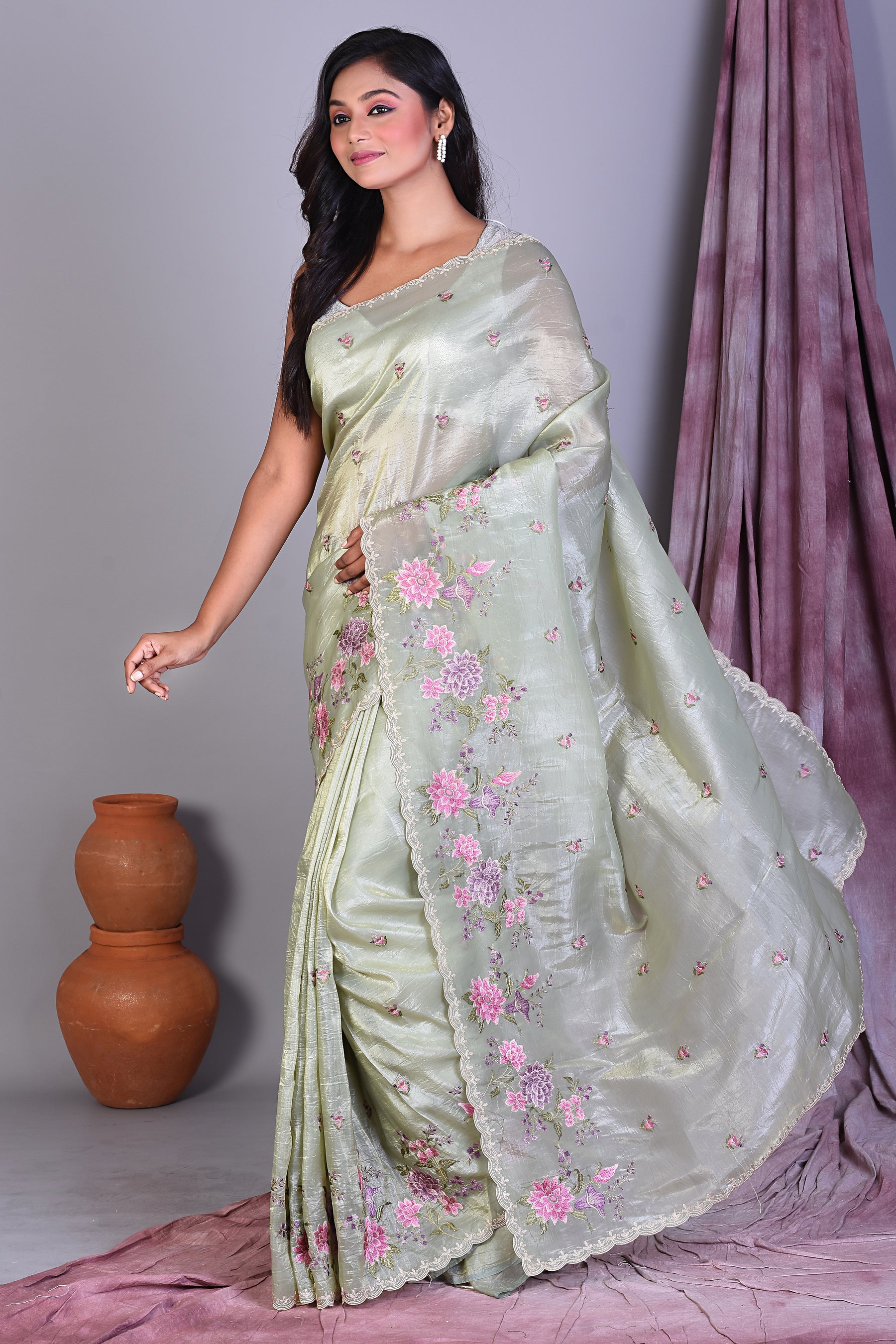 Fancy Sea Green Blended Organza Saree - Keya Seth Exclusive