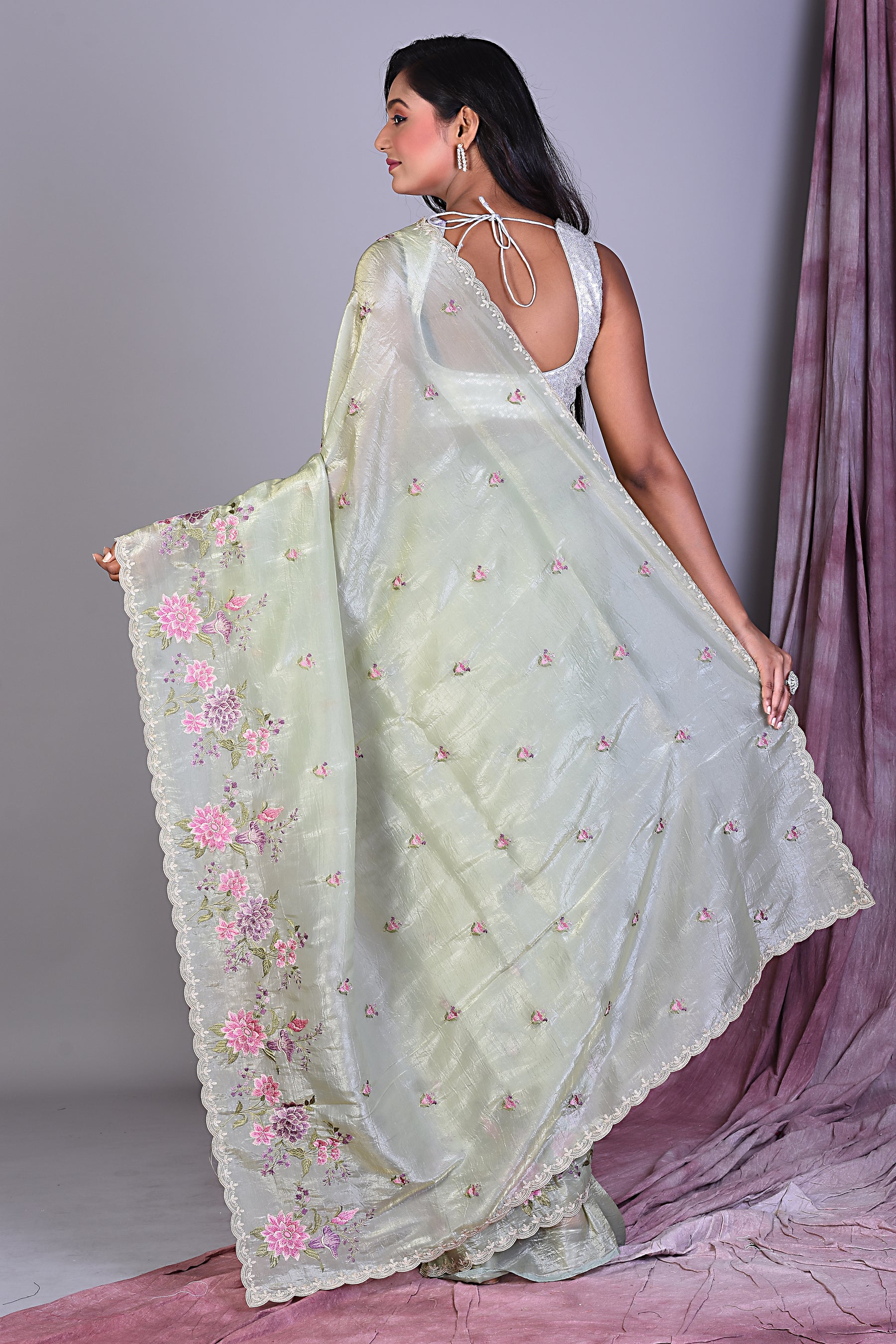 Fancy Sea Green Blended Organza Saree - Keya Seth Exclusive