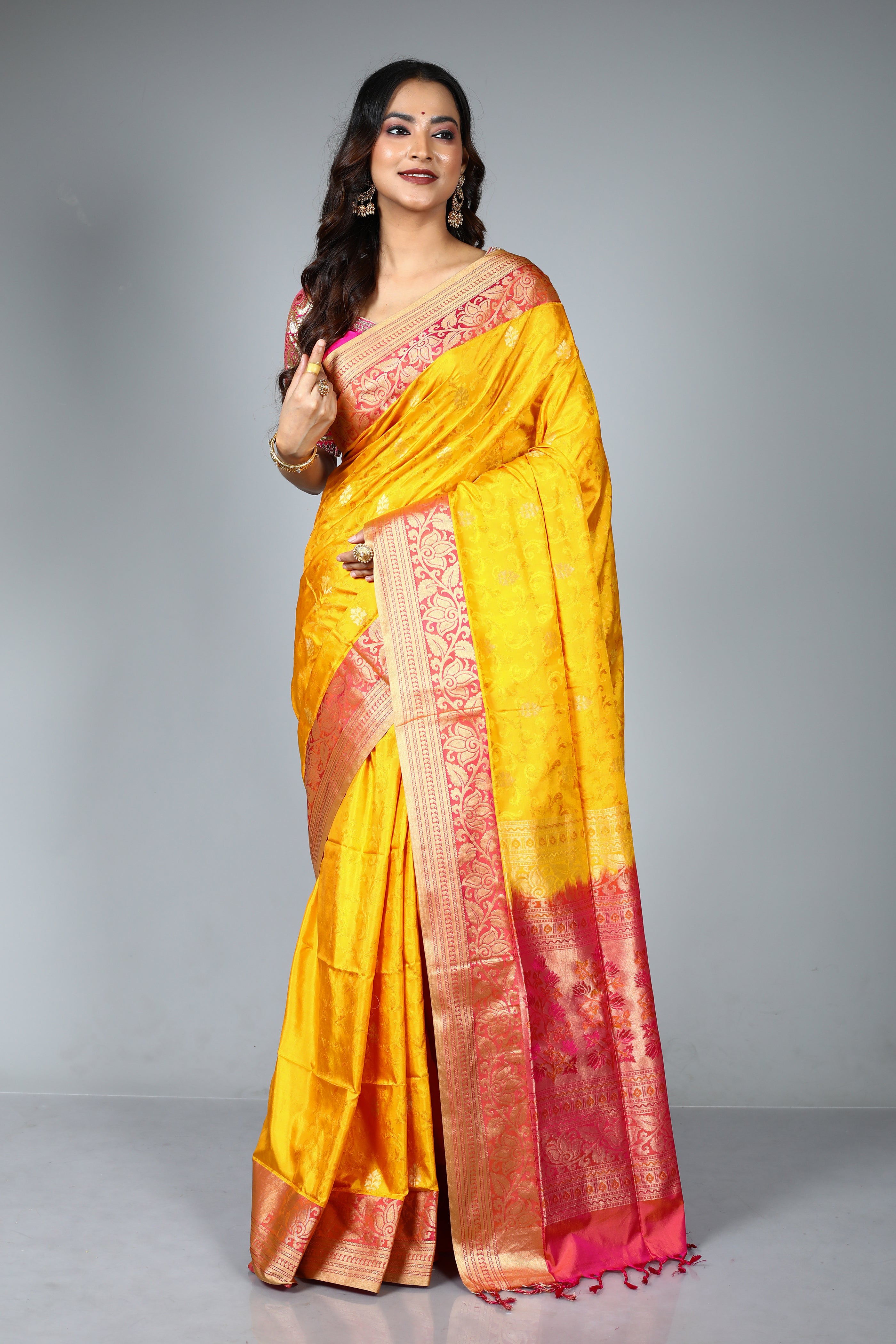 Yellow Pure Aarni Silk Saree