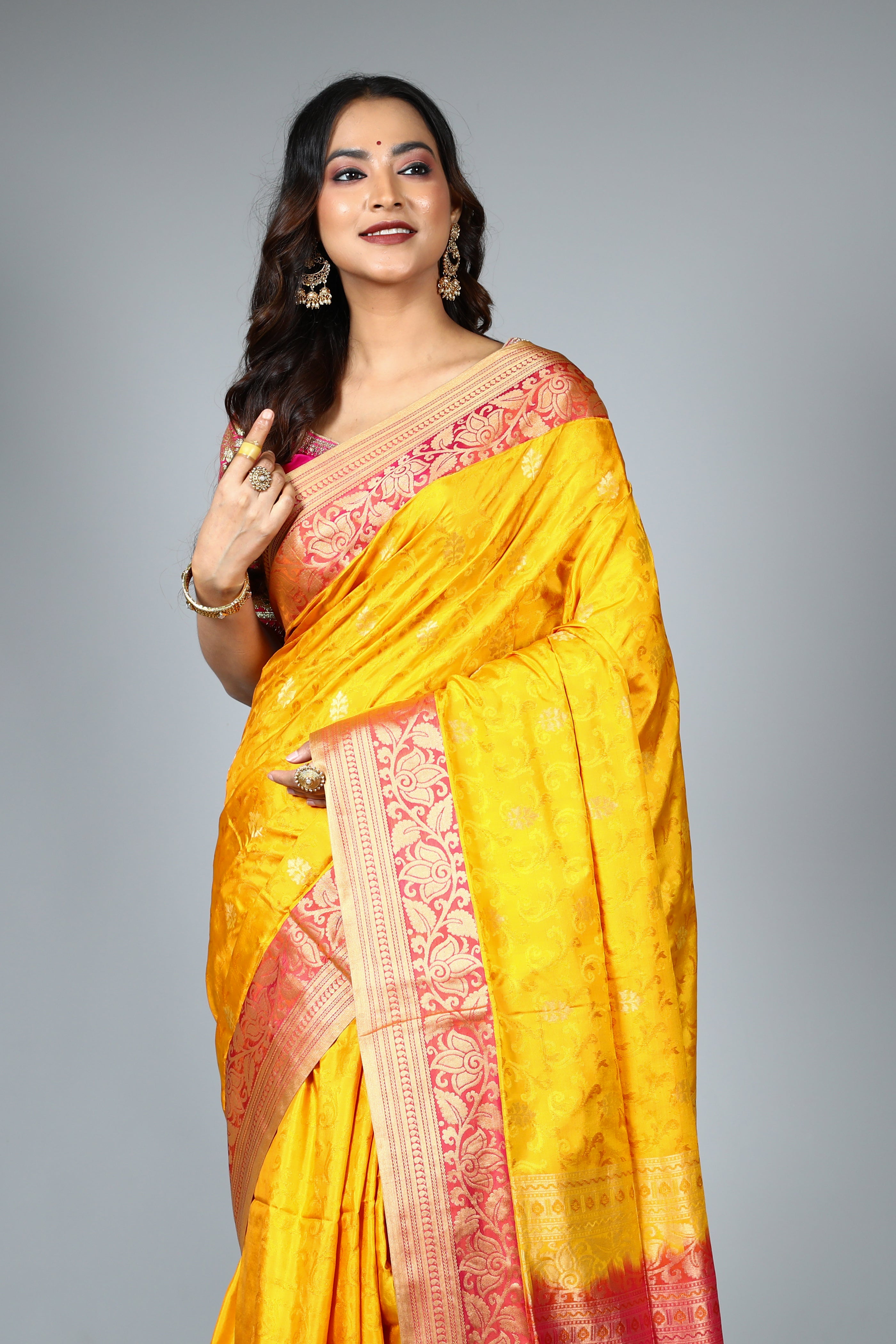 Yellow Pure Aarni Silk Saree