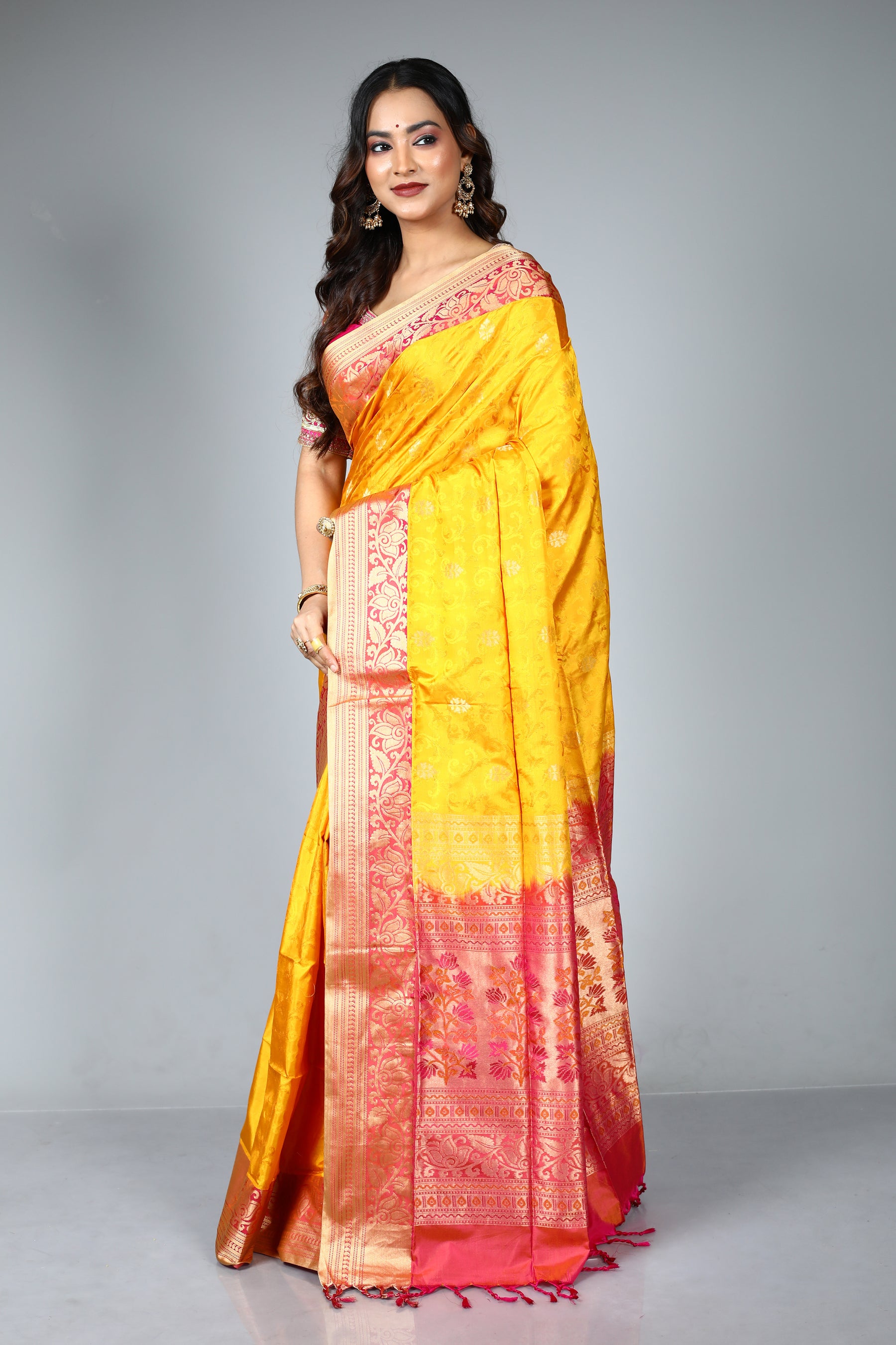 Yellow Pure Aarni Silk Saree