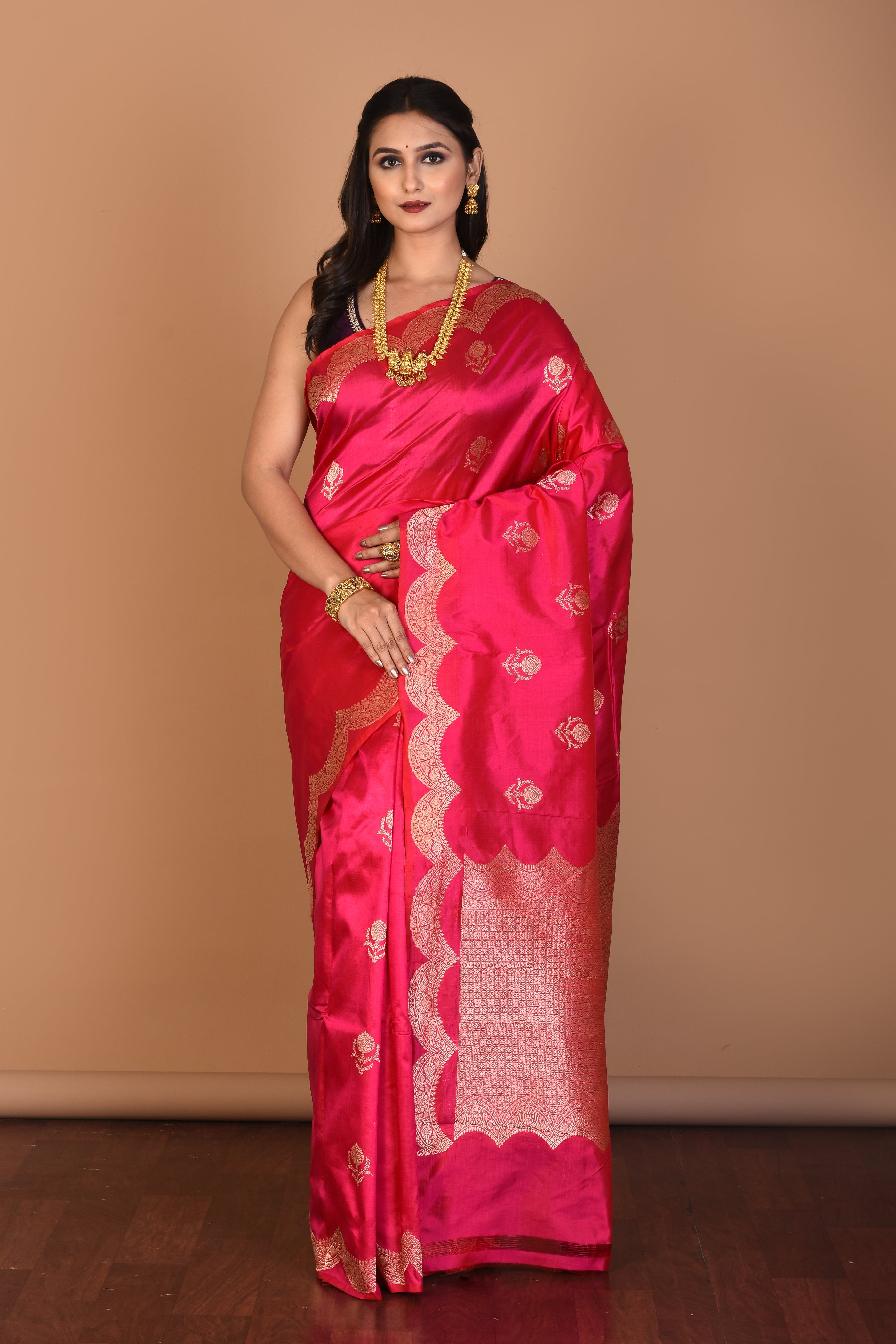 Rani Pure Katan Silk Saree with Blouse Piece - Keya Seth Exclusive