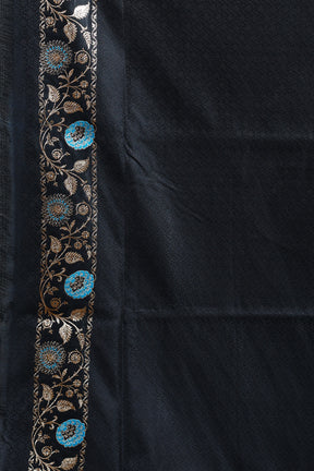Black Blended Satin Silk Saree