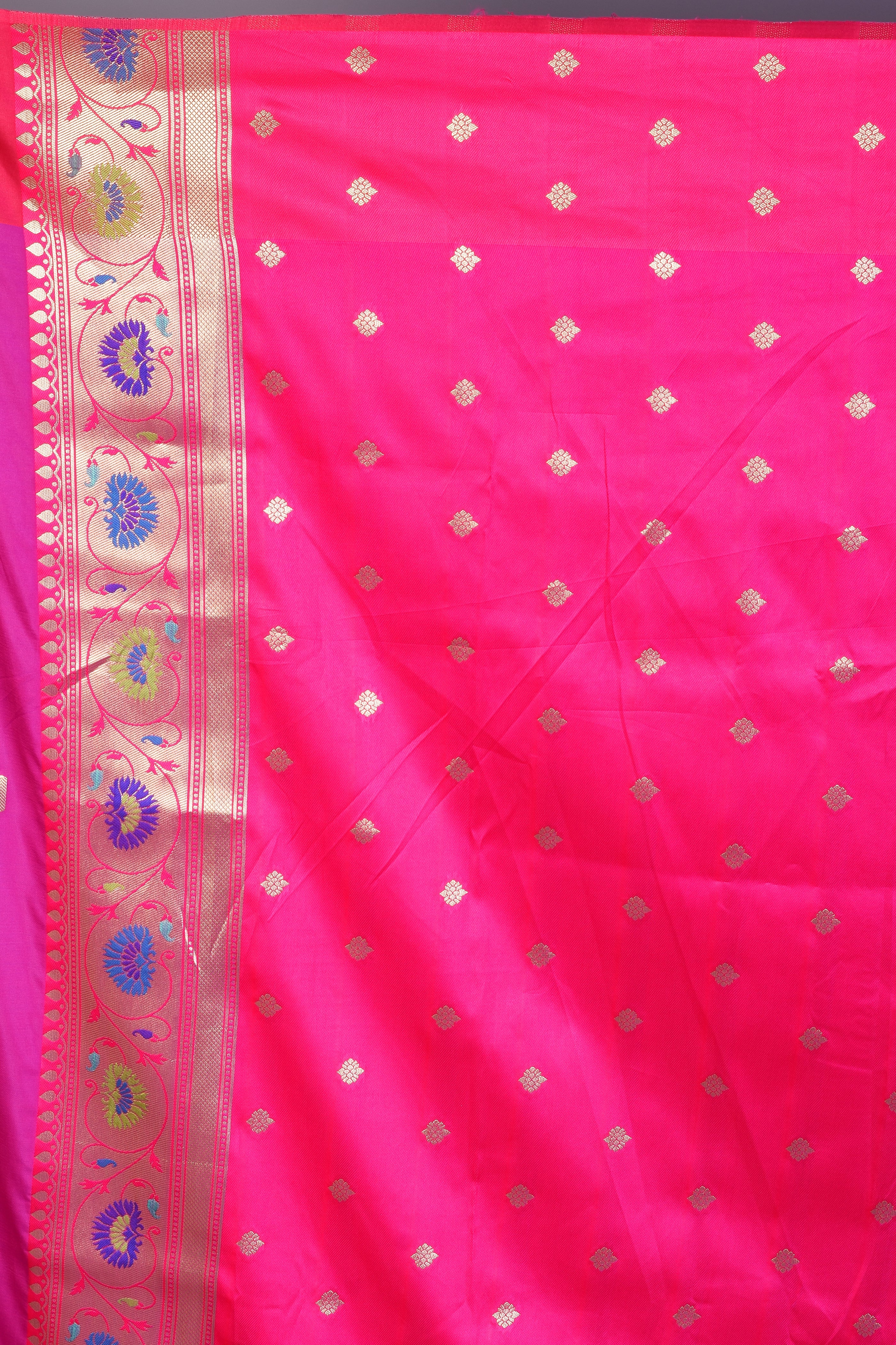 Blue Blended Silk Saree with Pink Borders - Keya Seth Exclusive