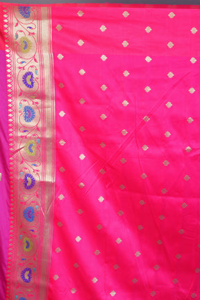 Blue Blended Silk Saree with Pink Borders - Keya Seth Exclusive