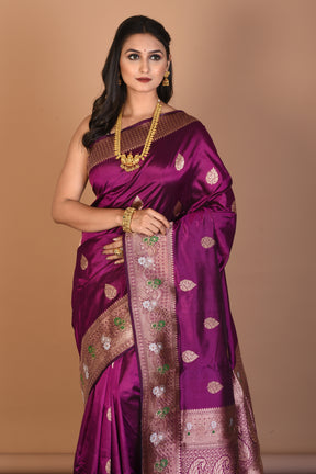 Magenta Pure Katan Silk Saree with Blouse Piece - Keya Seth Exclusive