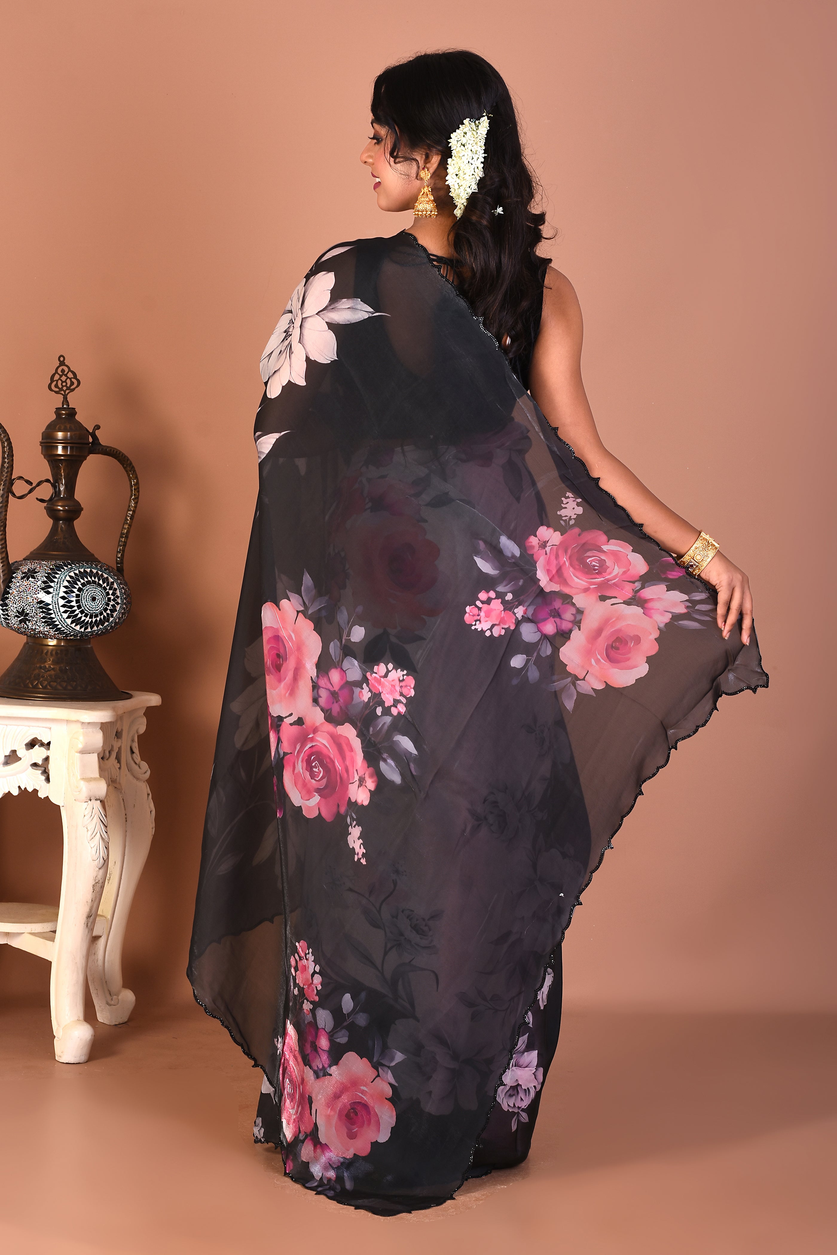 Offwhite Blended Organza Saree - Keya Seth Exclusive
