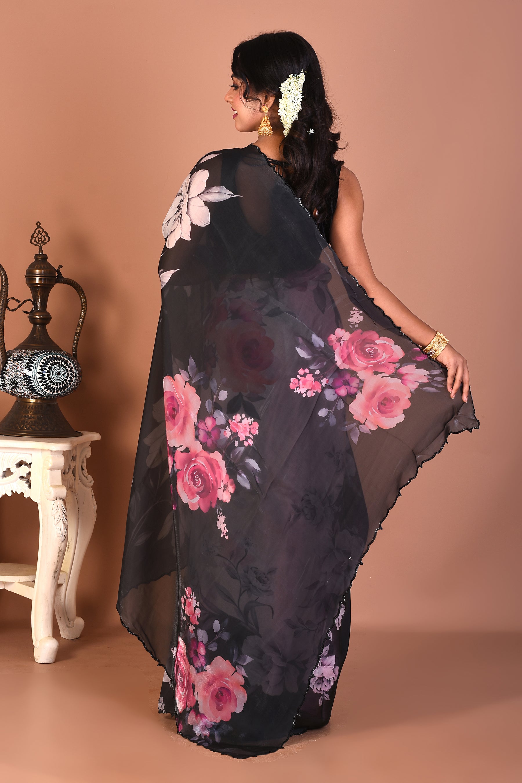 Offwhite Blended Organza Saree - Keya Seth Exclusive