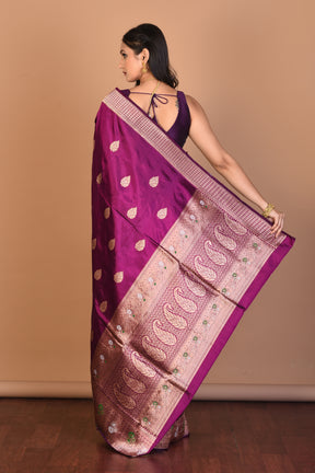 Magenta Pure Katan Silk Saree with Blouse Piece - Keya Seth Exclusive