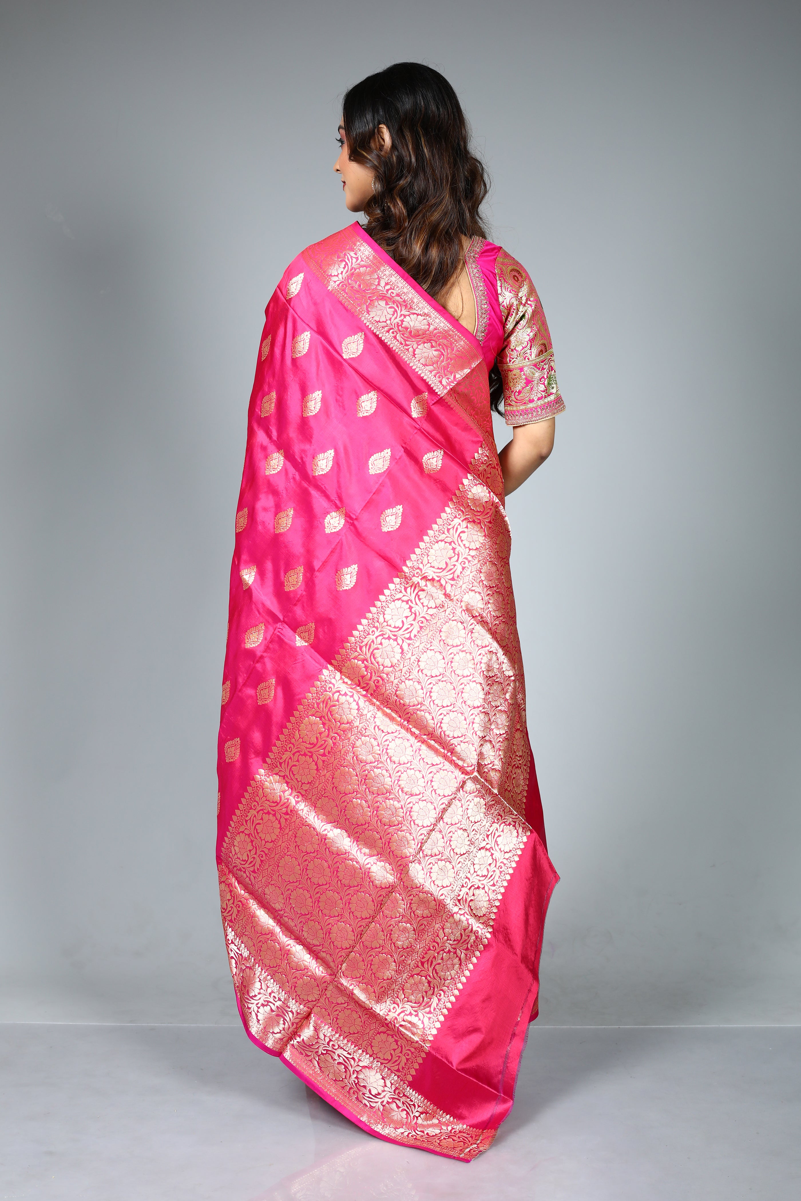 Pink Pure Katan Silk Saree
