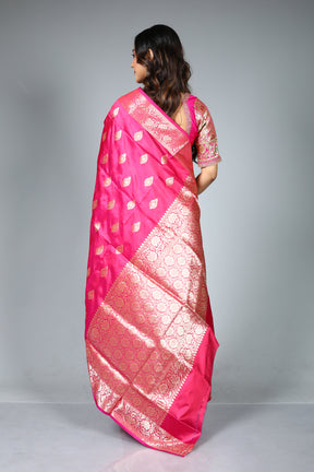 Pink Pure Katan Silk Saree
