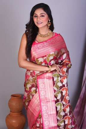 Brown Blended Tissue Saree with Zari Work - Keya Seth Exclusive