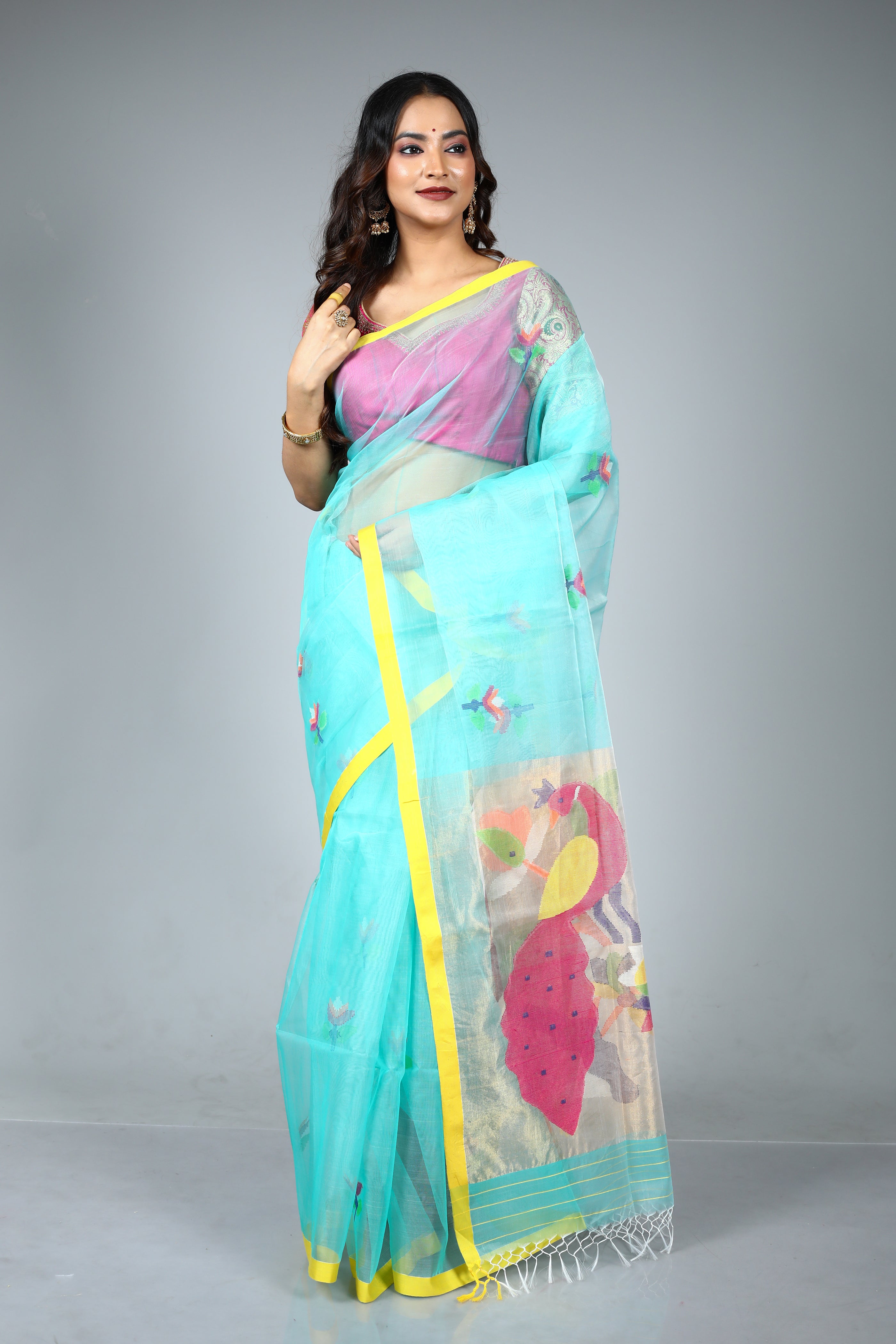Light Green Pure Muslin Saree