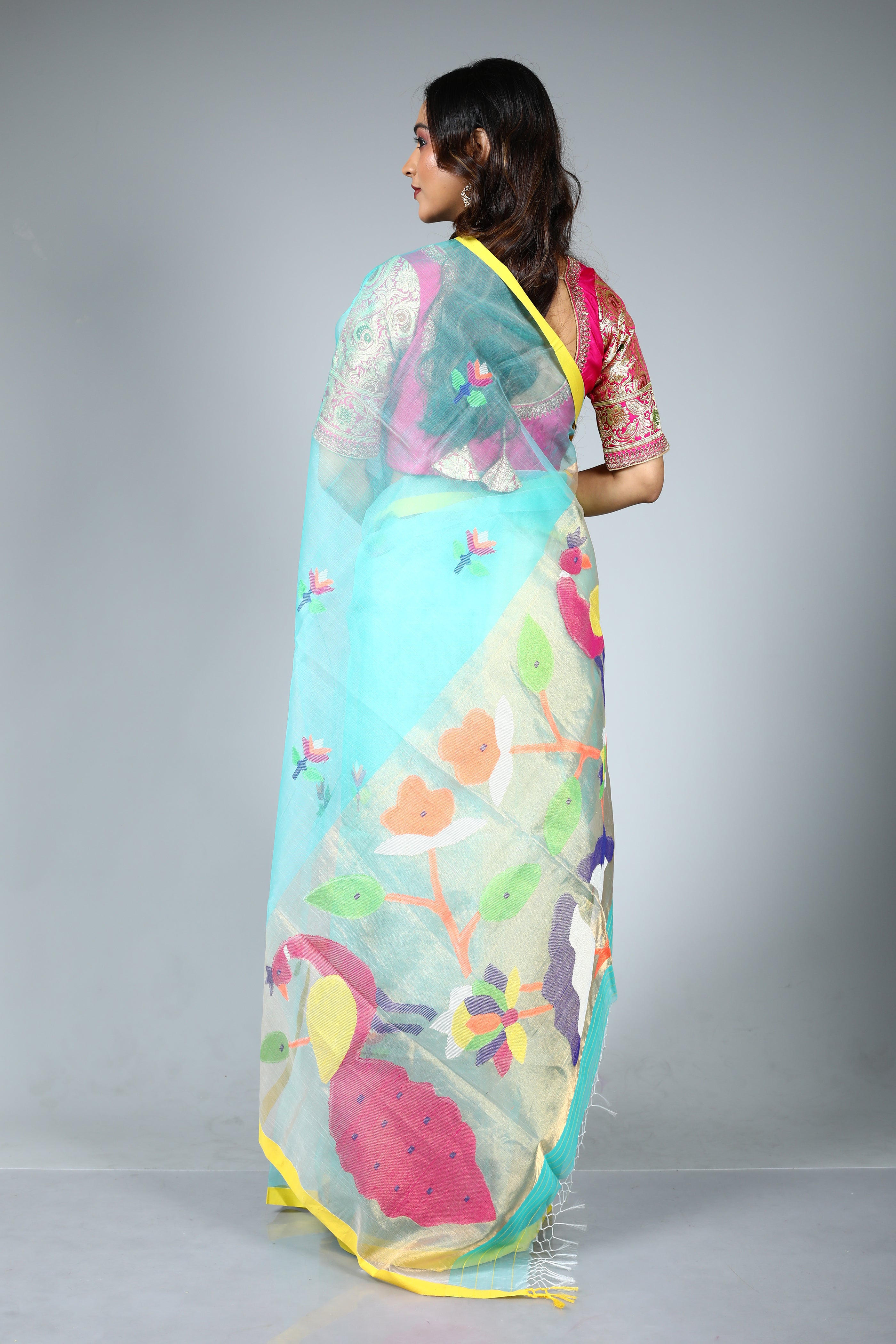 Light Green Pure Muslin Saree