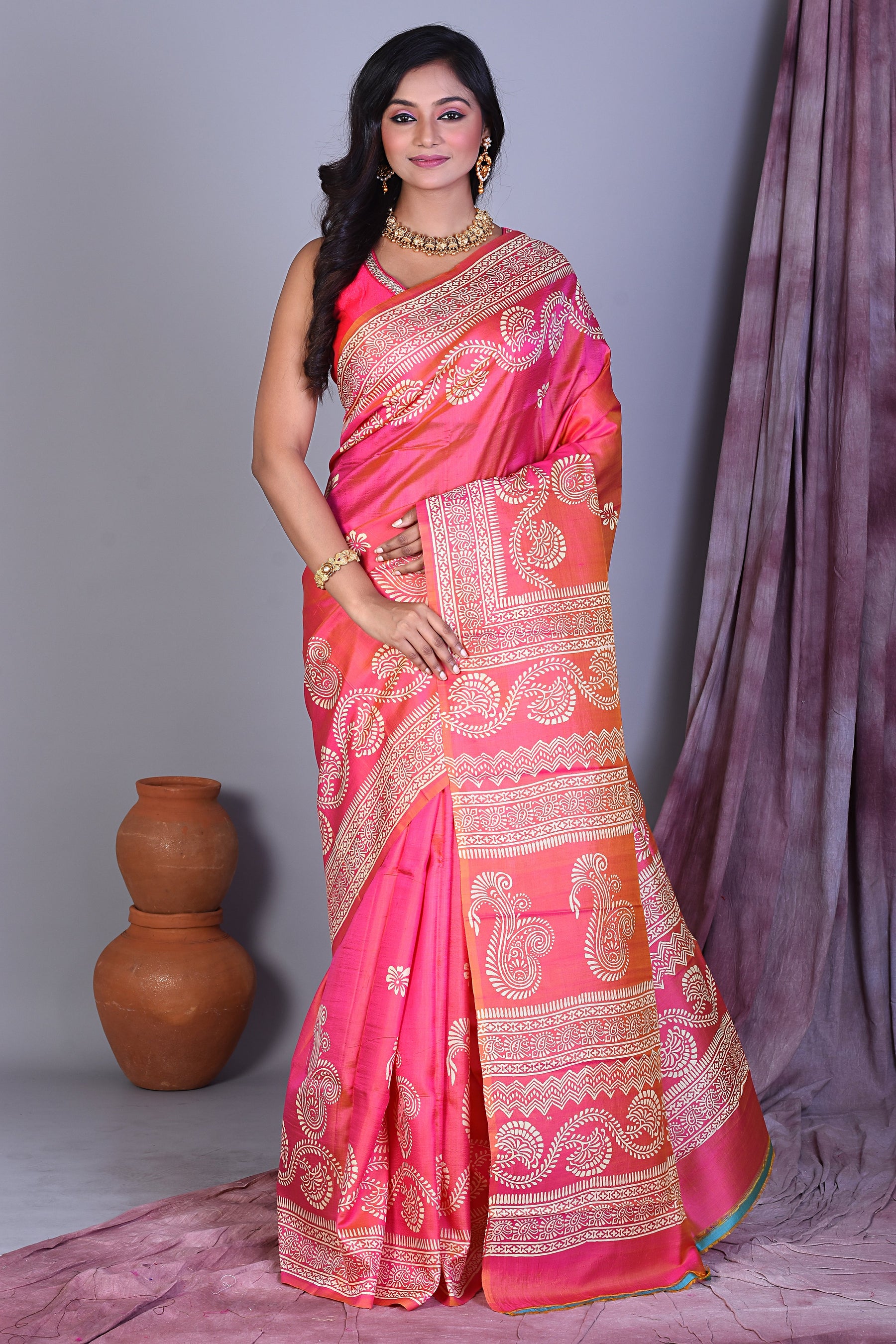 Pink Murshidabad Silk Saree - Keya Seth Exclusive