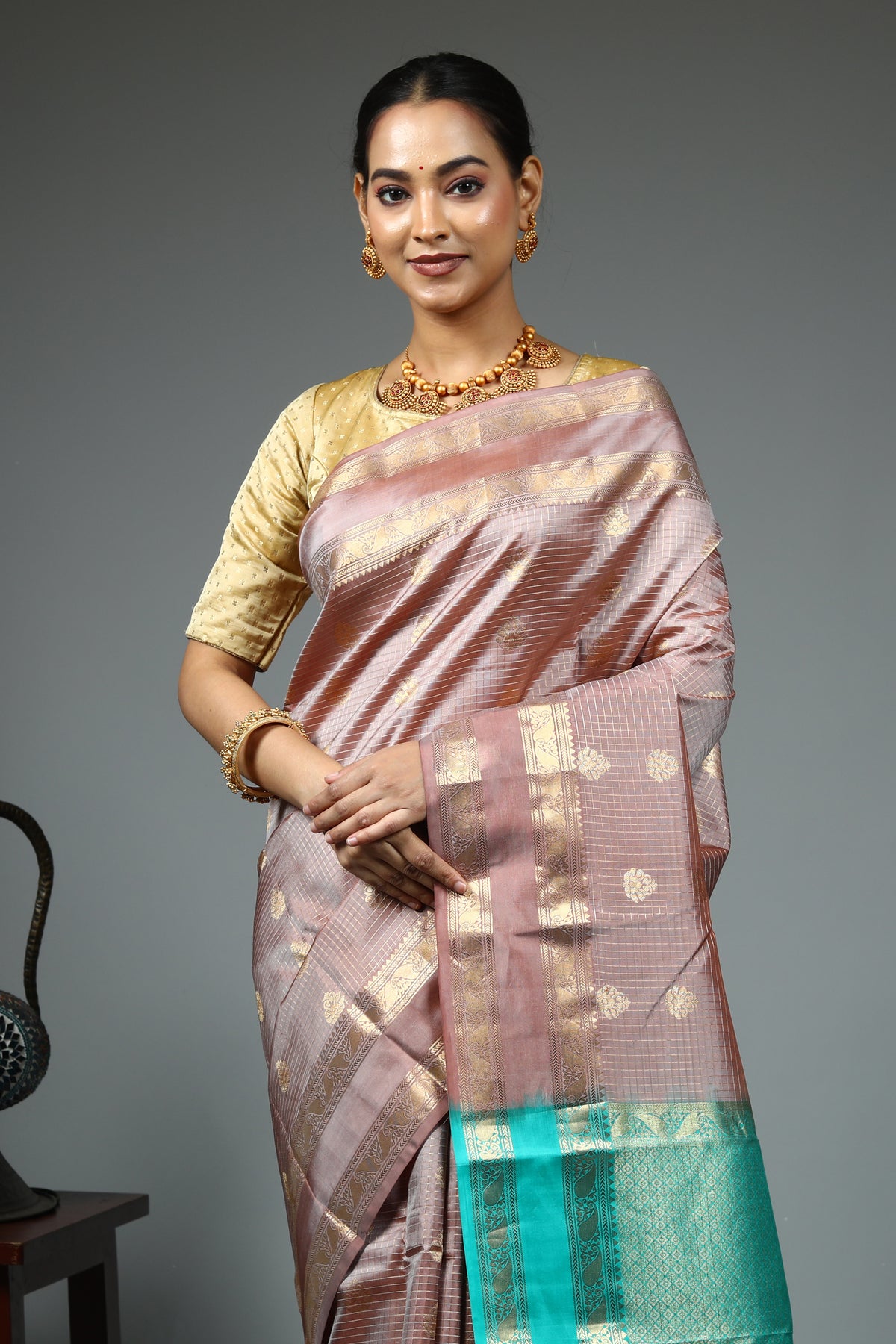 Beige Pure Kanjivaram Saree