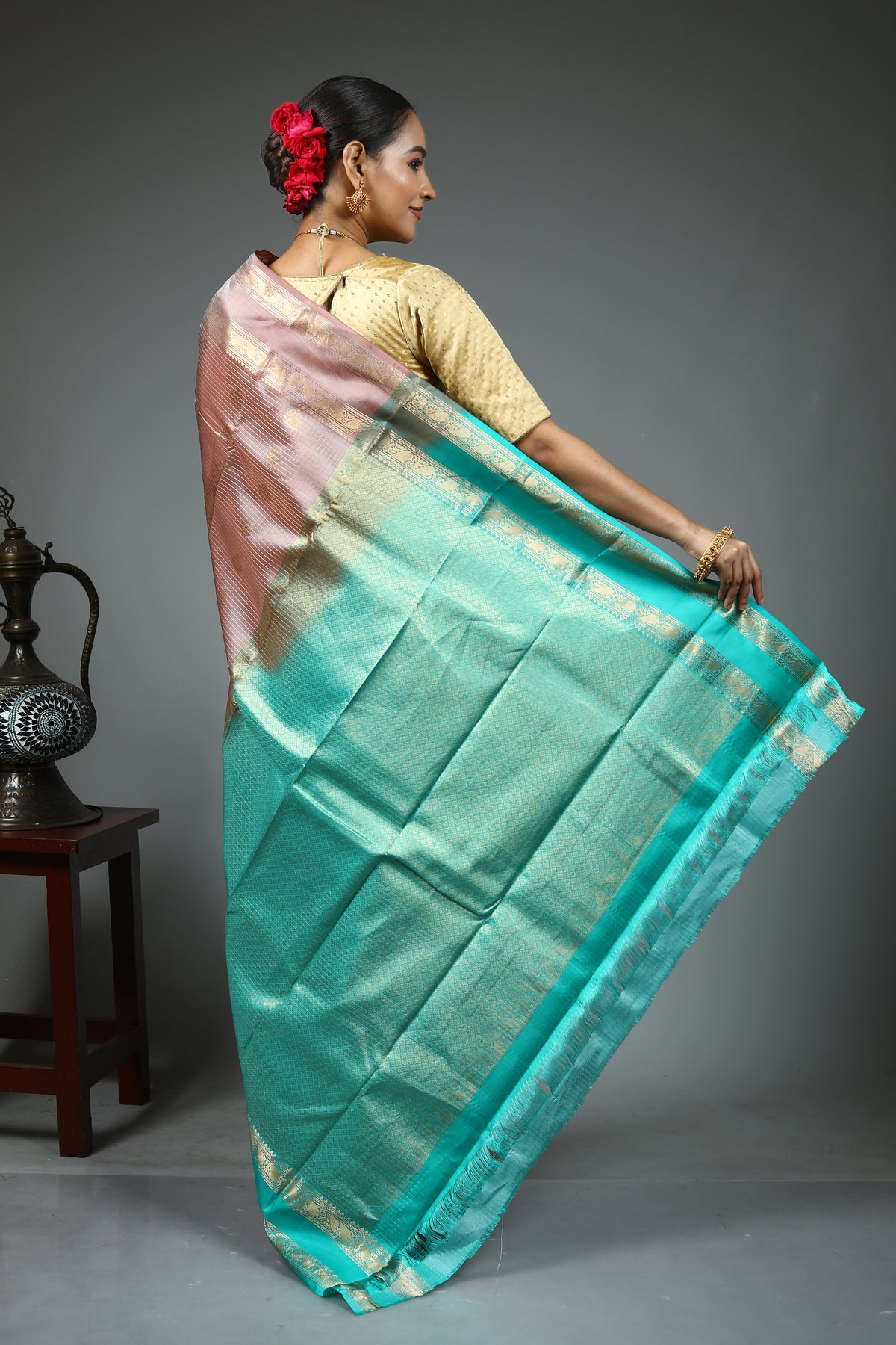 Beige Pure Kanjivaram Saree